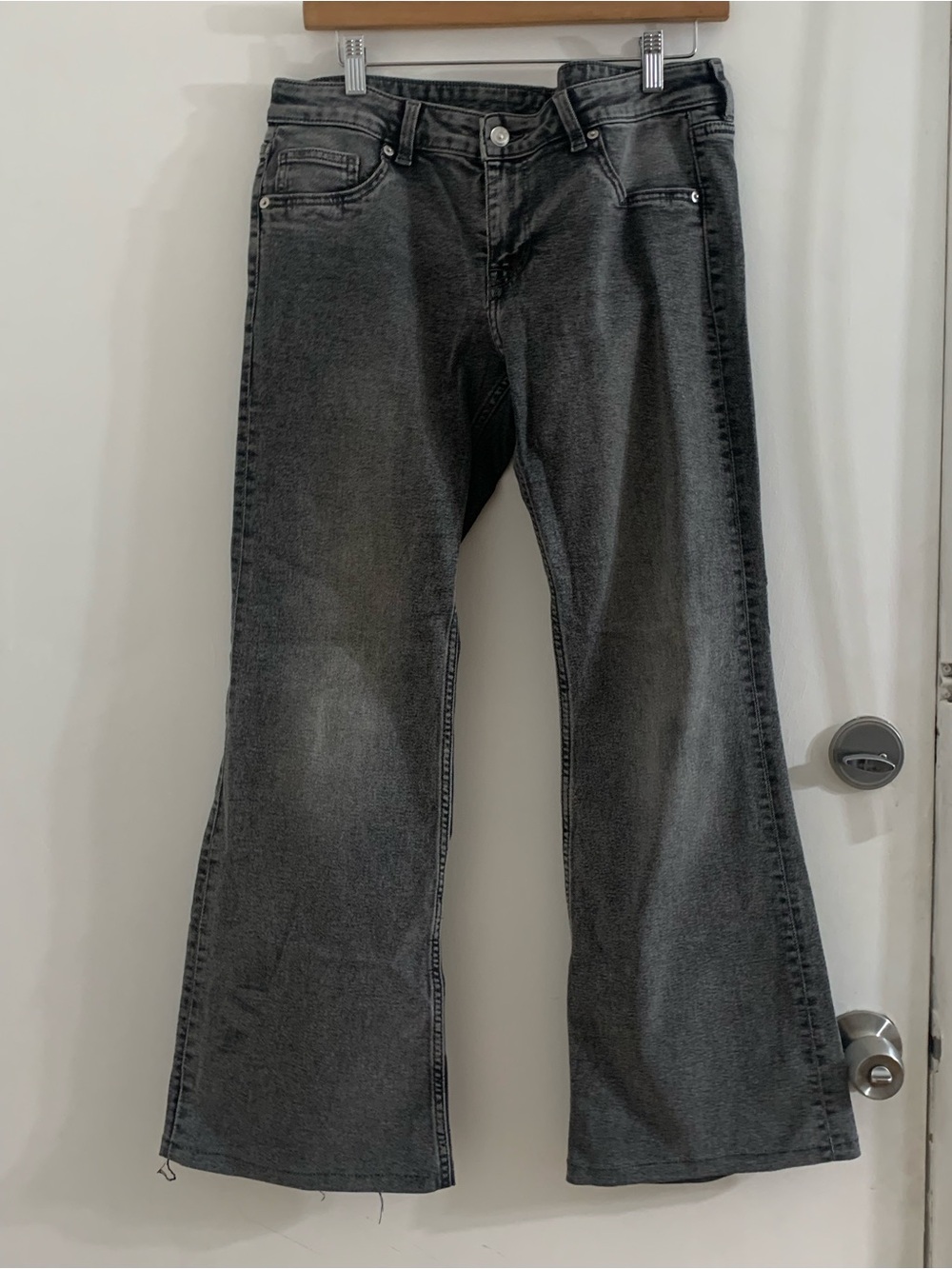 H&M Charcoal Gray Flared Wide-Leg Jeans